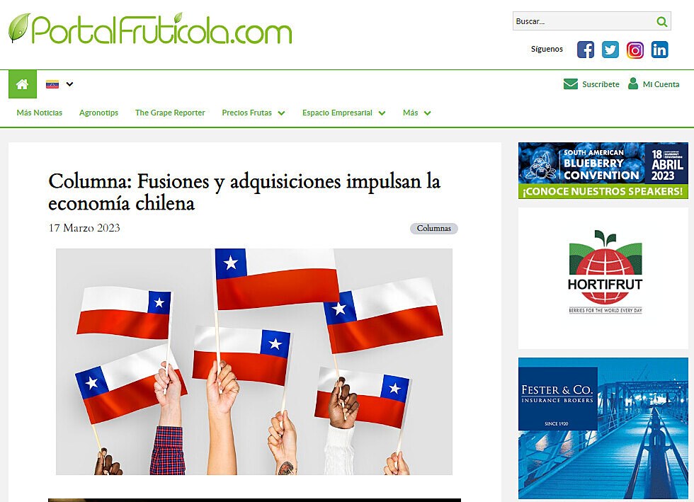 Columna: Fusiones y adquisiciones impulsan la economa chilena